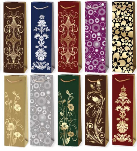Torebka laminowana na butelkę T15Z  13x38x11cm MIX wzorów