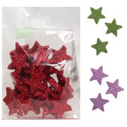Gwiazdki / Śnieżynki styropianowe brokatowane śr3cm 30szt/opk. (12353)