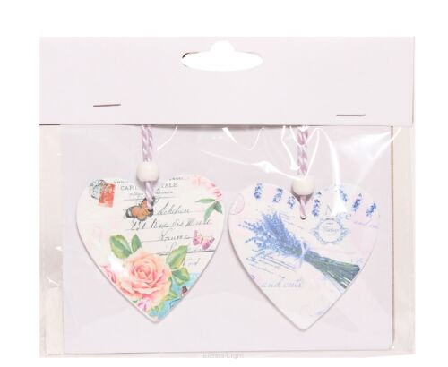 Wiosenne drewniane serduszka zawieszki białe w kolorowe kwiaty 2 szt/opk. 7cm HIF-170446-1