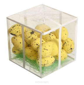 Jajka nakrapiane styropianowe na sizalu w kwadratowym pudełku - prezencie TG35925-1 24szt/opk. 3,5cm