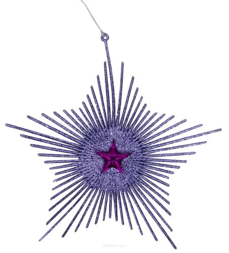 Gwiazdka fioletowa brokatowana zawieszka 20cm TG18446