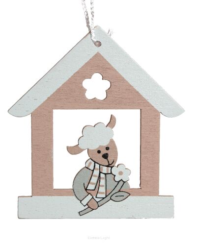 Domek zawieszka z owieczka/królik/kura z okienkiem 3szt/kpl. 7cm 33CAN163070