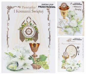 Kartka LPOP przestrzenna Pamiątka I Komunii Świętej Pol-Mak 19x13,5cm -wybór losowy
