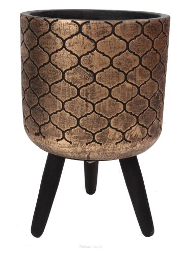 Osłonka na drewnianych nogach czarno-złota 281CAN7897 śr13,5/h20cm
