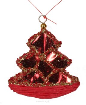 Bombka choinka zawieszka czerwona / złota 10cm WH549R-8/J-13 