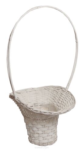 Koszyk wiklinowy biały kwiatowy MC-666801W sz42x33/h76cm