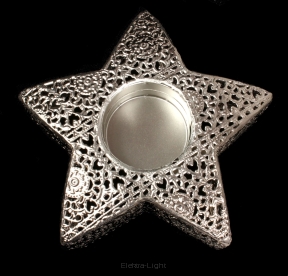 Gwiazda srebrna świecznik metalowy ażurowy CLF14 śr15/h5cm