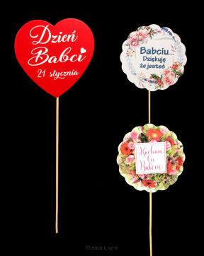 Pik papierowy Dzień BABCI / DZIADKA serce/kwiatek  śr9cm