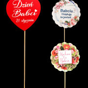 Pik papierowy Dzień BABCI / DZIADKA serce/kwiatek  śr9cm