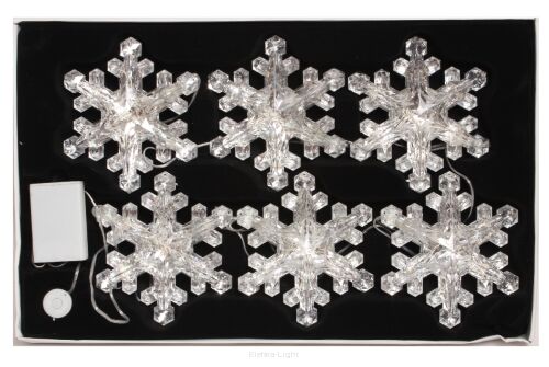 Lampki śnieżynki światło ciepłe śr14cm 6szt/kpl CND002