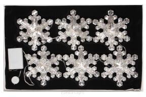 Lampki śnieżynki światło ciepłe śr14cm 6szt/kpl CND002