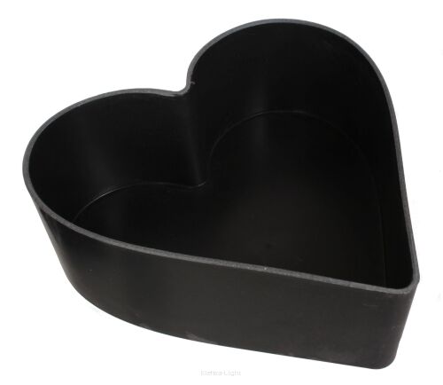 Osłonka czarna serce przecierany szary 22x10x8cmH P0178-22N