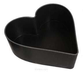 Osłonka czarna serce przecierany szary 22x10x8cmH P0178-22N