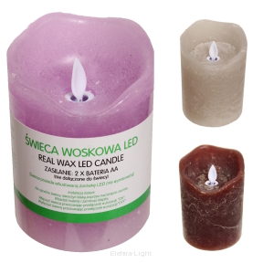 Świeca woskowa LED z ruchomym knotem h11/śr8cm