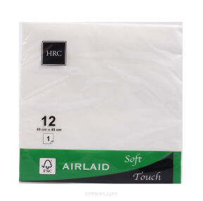 Serwetki flizelinowe jednowarstwowe 40x40cm białe 12szt/op 26721