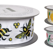 Wstążka dekoracyjna FLORIMA 225468M 3,7/10M pszczoły / wiśnie /cytryny / truskawki