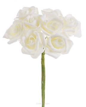 Bukiet 8 piankowych róż w pęczku 162CAN2180-8 25cm