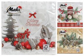 Serwetki MAKI SLGW świąteczne BN 20szt 33x33cm -różne wzory
