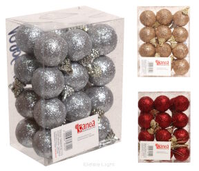 Bombki brokatowane 3cm 24szt/opk. 158CAN3-24/PCV