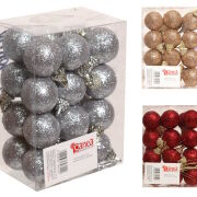 Bombki brokatowane 3cm 24szt/opk. 158CAN3-24/PCV