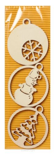 Ozdoby z drewna zawieszki 3szt/opk. 8x8/ 8cm różne Wybór losowy