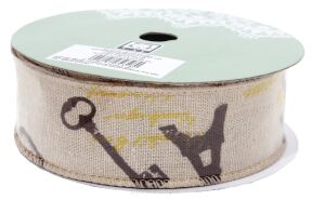 Wstążka lniana z drucikiem Ribbon 154 3,8cm/7Y różne wzory