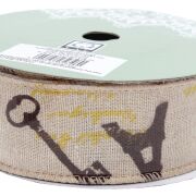 Wstążka lniana z drucikiem Ribbon 154 3,8cm/7Y różne wzory