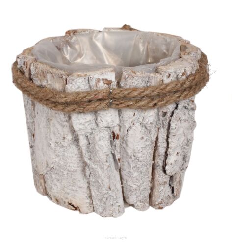 Osłonka okrągła z kory przewiązana sznurem WDF-584 śr12/ h10cm 25392