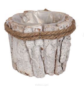 Osłonka okrągła z kory przewiązana sznurem WDF-584 śr12/ h10cm 25392