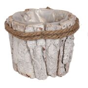 Osłonka okrągła z kory przewiązana sznurem WDF-584 śr12/ h10cm 25392