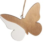Drewniana zawieszka z białym elementem motyl/zając ok 11cm DDS034/31
