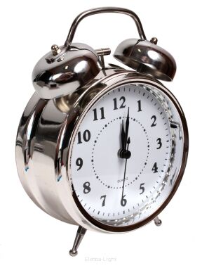 Budzik retro srebrny K1910A-112 śr12/h17cm