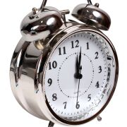 Budzik retro srebrny K1910A-112 śr12/h17cm
