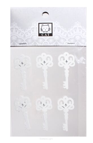 Przyklejki drewniane białe Klucz HY-2931 6szt/opk. 4,5cm