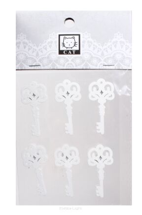 Przyklejki drewniane białe Klucz HY-2931 6szt/opk. 4,5cm