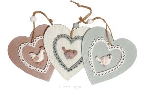 Zawieszka drewniana z ornamentem 3szt/opk. MIX DRS198/199 9cm