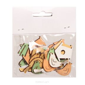 Ptaszki / budki drewniane wykrawane kolor 24szt/opk. 2,8/1,8cm 16SF503217