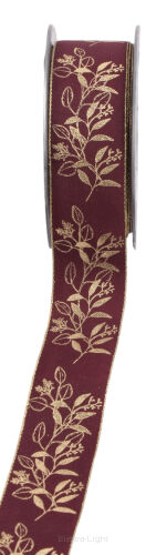 Wstążka tkana w złote liście 225568 3,5cmx10m (30805)
