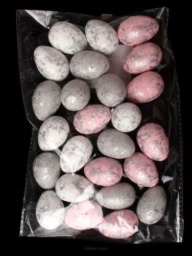 Jajka styropianowe z metalicznym wzorem 24szt./opk. JA/3576 h4cm 