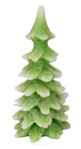 Choinka świeca zielona z białymi brzegami 21cm