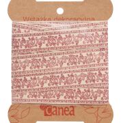 Wstążka bawełniana kremowo-czerwona ornament YB-PL1504-02 1,5cmx3m 