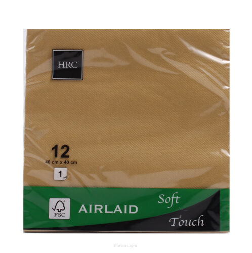 Serwetki flizelinowe jednowarstwowe 40x40cm złote 12szt/op 26723