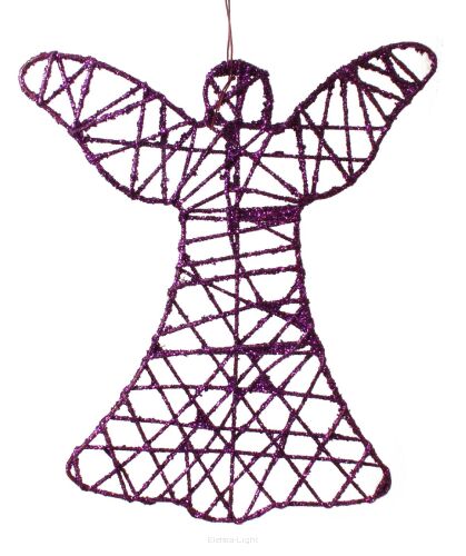 Anioł ratanowy brokatowany zawieszka 20cm BD17667 różne kolory